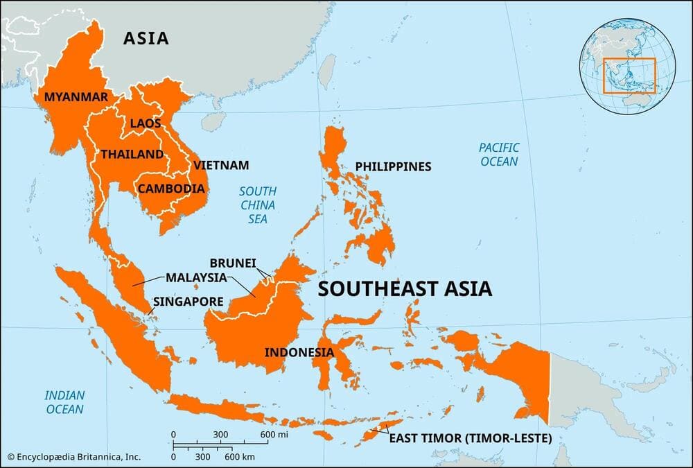 Geographical location of Vietnam and the Philippines (Source: Encyclopaedia Britannica)